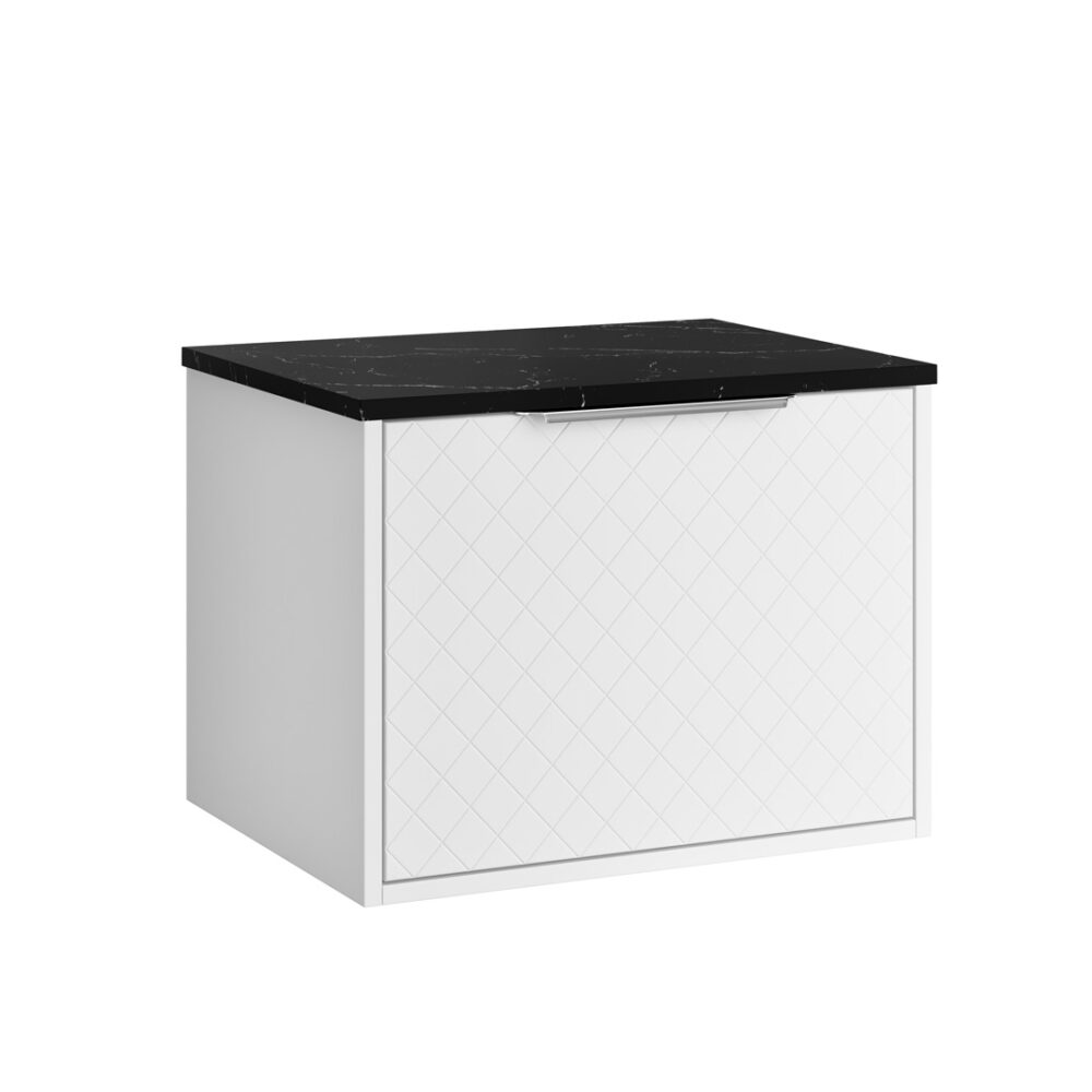 Bonita 600mm 1 Drawer Wall Unit White & Black Marquina Worktop