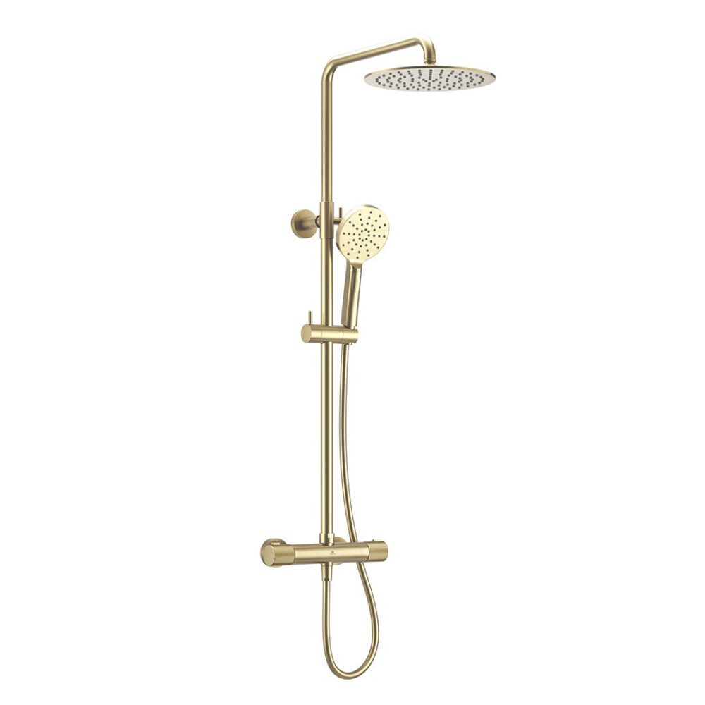 Ryver Fluted - Brushed Brass Exposed Thermostatic Shower