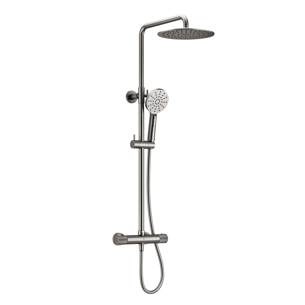 Ryver Fluted - Gun Metal Exposed Thermostatic Shower