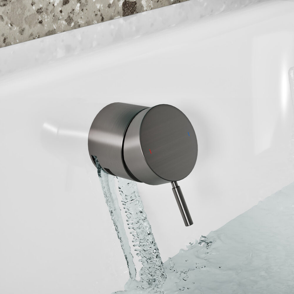 Gun Metal Bath Filler with Control Valve, Sprung Waste & Overflow - Image 2