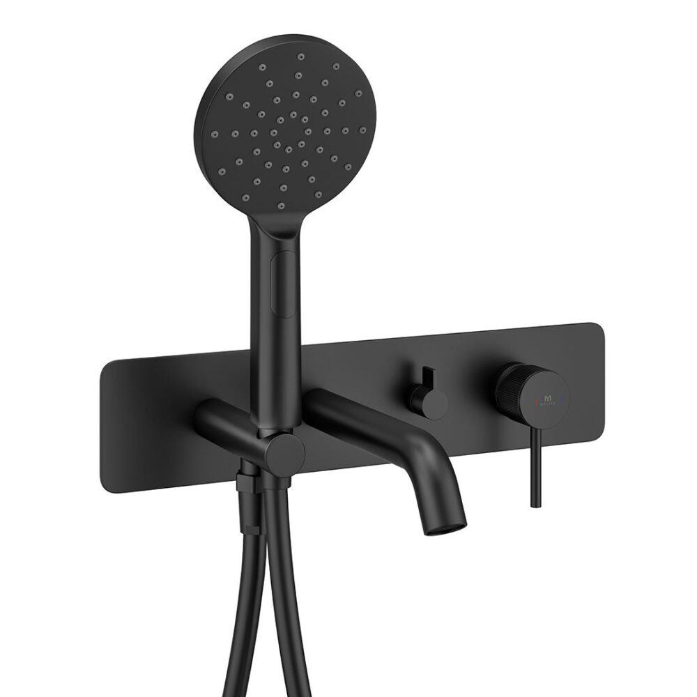 Ryver Fluted Wall Mounted Bath Shower Mixer Black