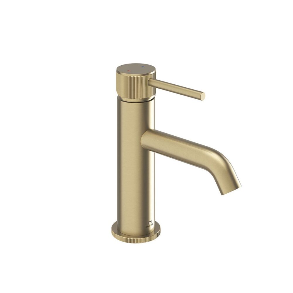 Ryver Fluted Basin Mono Brushed Brass c/w Universal Waste