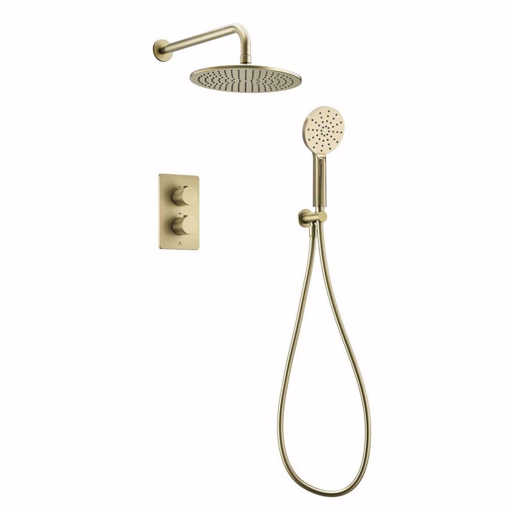 Ryver Shower Kit 2 Knurled Brushed Brass