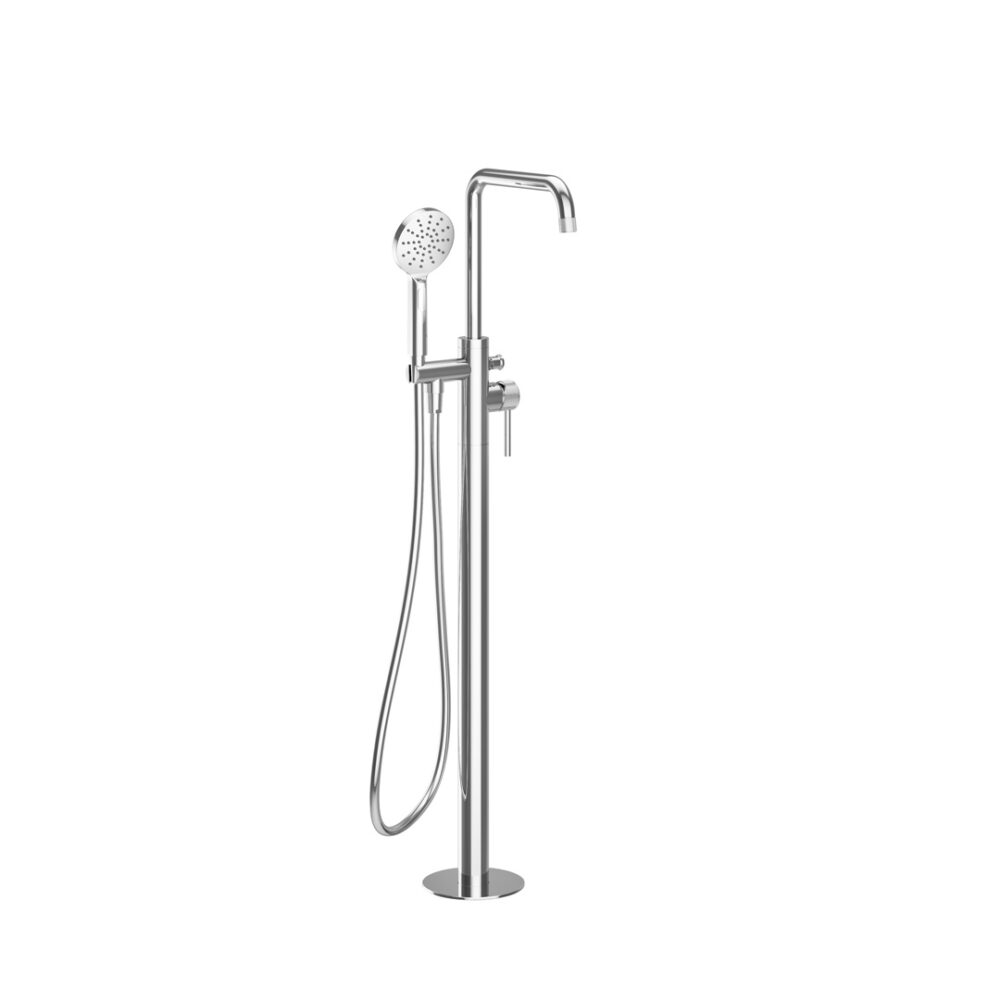 Ryver Knurled - Chrome Easy-Plumb Floorstanding Bath Shower Mixer