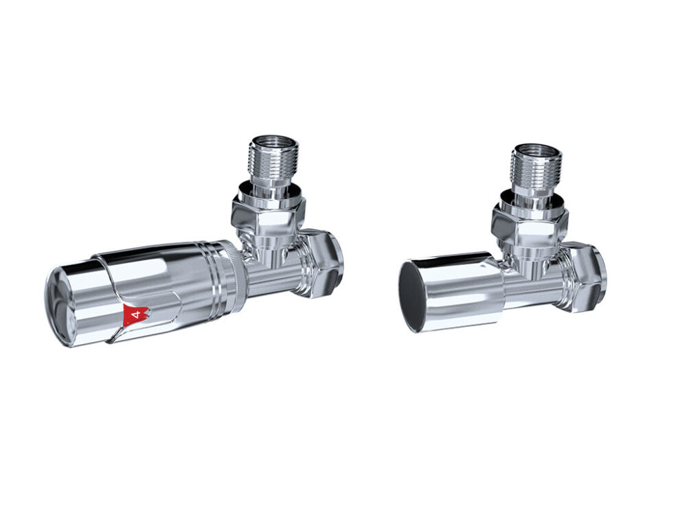 Round Angled Thermostatic Radiator Valves Chrome Pair