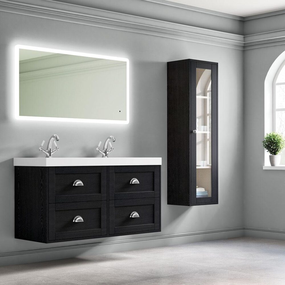 Clayton 1200mm Wall Unit Graphite Ash with Double Basin - Image 2