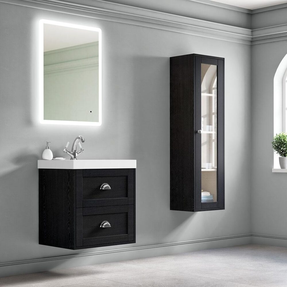 Clayton 600mm Wall Unit Graphite Ash with Basin - Image 2