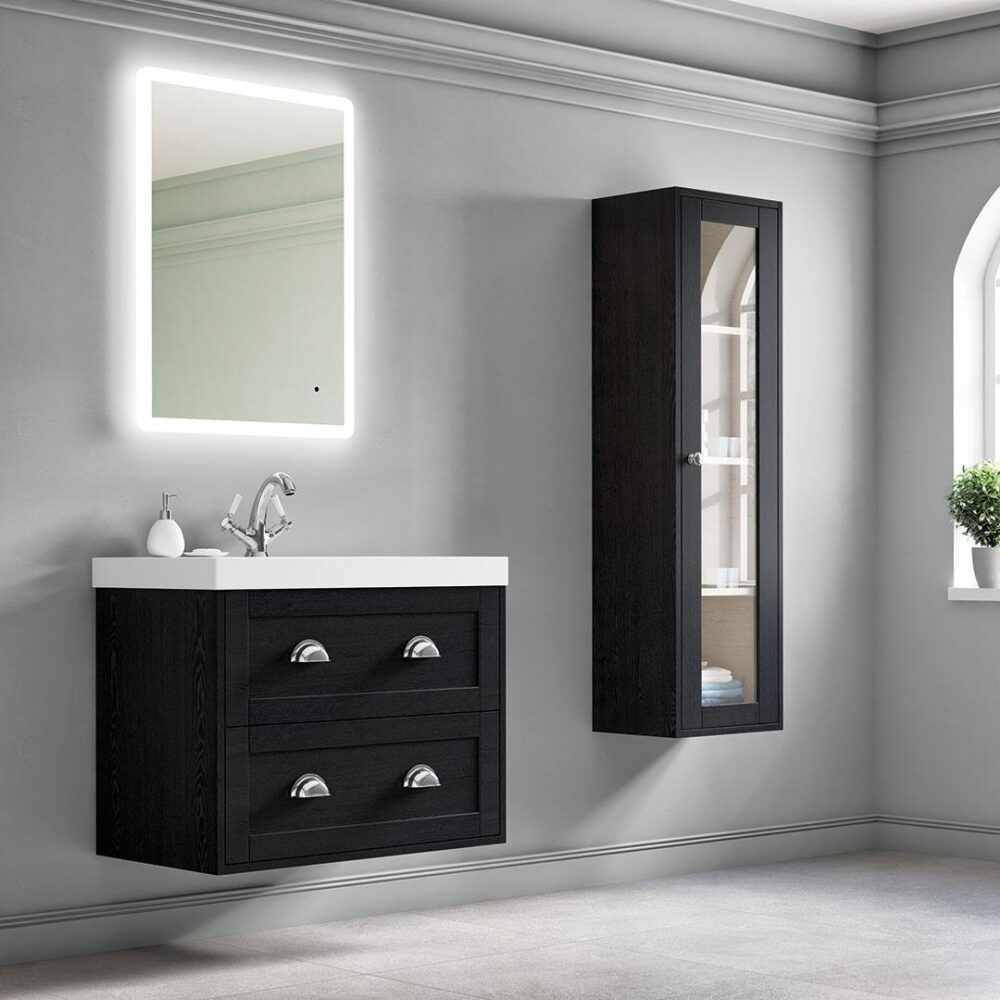 Clayton 800mm Wall Unit Graphite Ash with Basin - Image 2