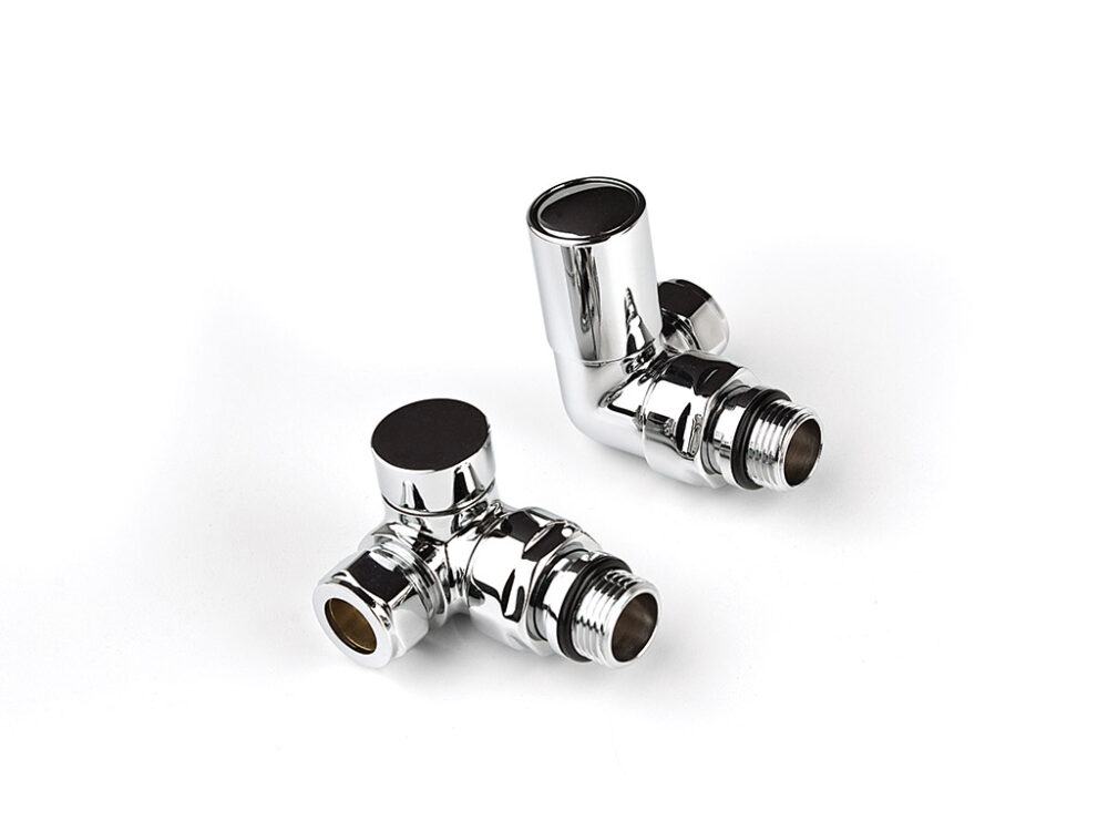 Corner Radiator Valves Chrome Pair