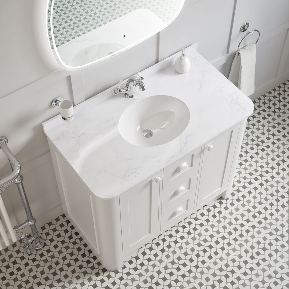 Farnham 1000mm Unit Pure White w/ Single Basin - Image 3