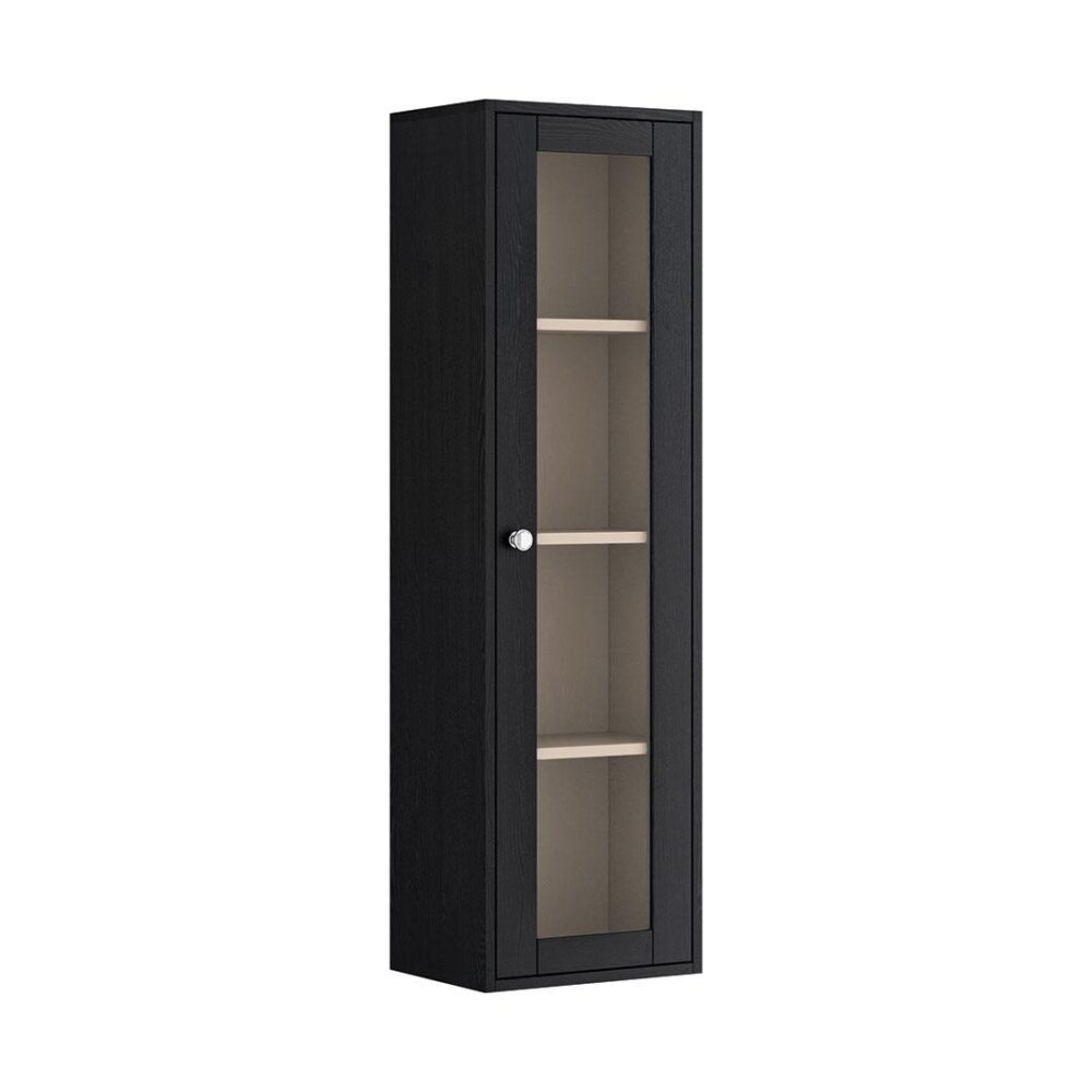 Clayton 1 Glass Door Wall Mounted Tall Boy Graphite Ash - Reversible