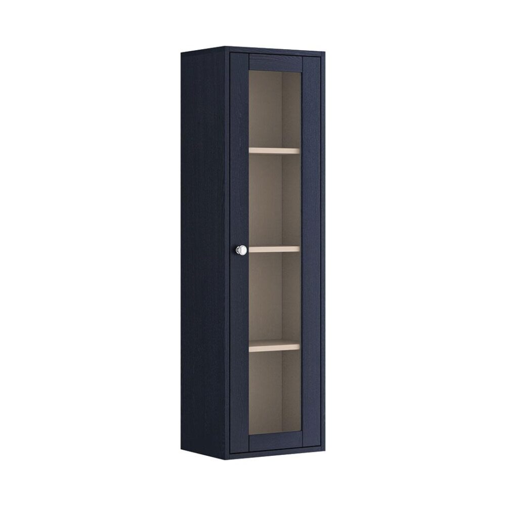 Clayton 1 Glass Door Wall Mounted Tall Boy Indigo Ash - Reversible