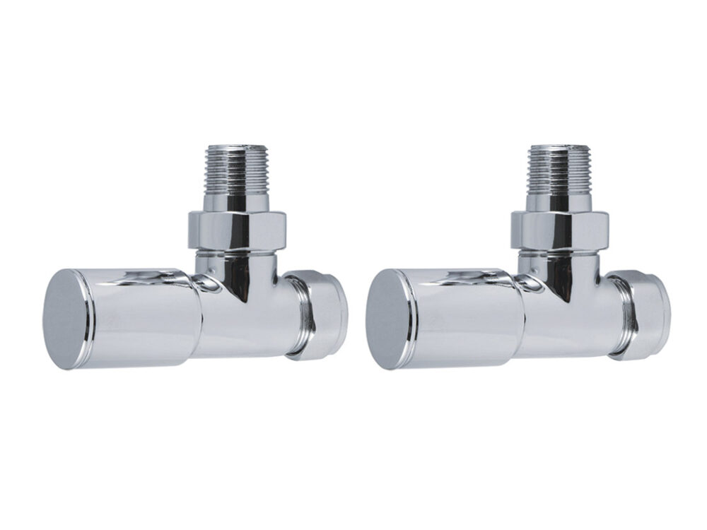 Round Angled Radiator Valves Chrome Pair