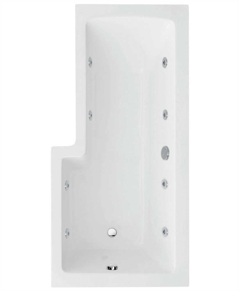 L SHAPE 1700x850mm Right Hand Single Ended 8 White Jet Whirlpool Bath & Panel