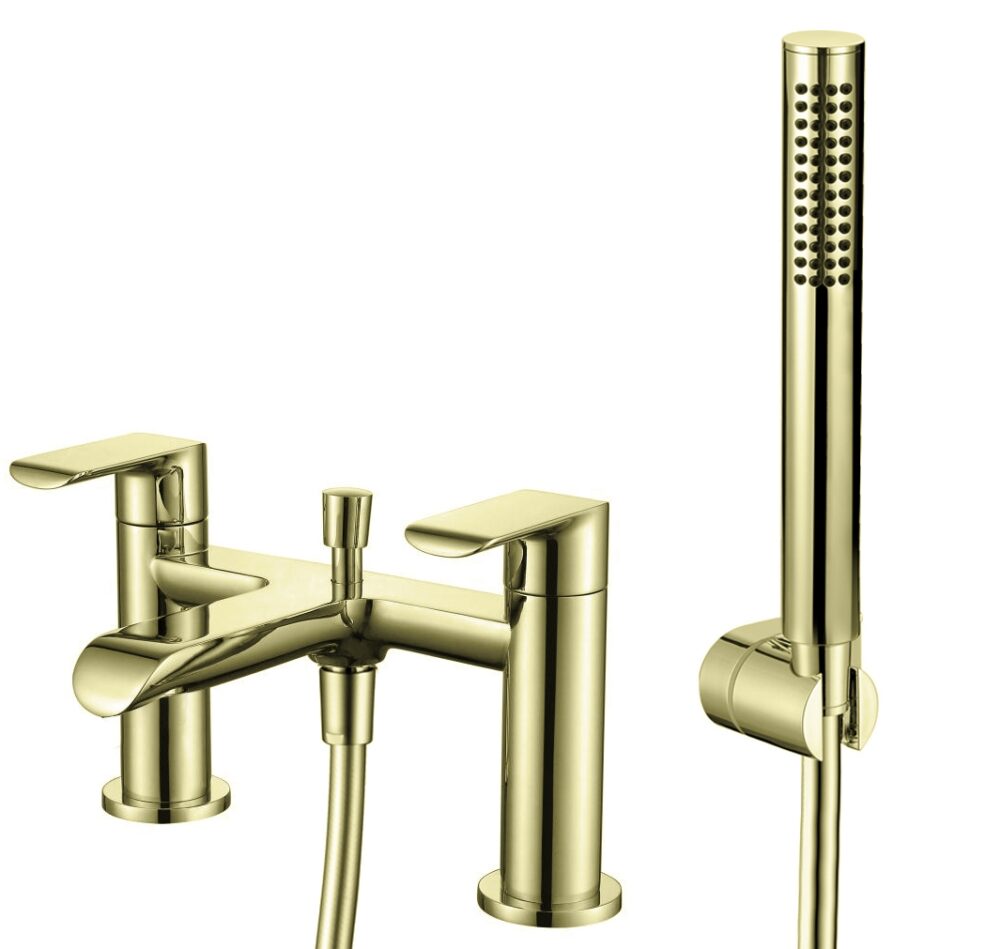 SCOPE Deck Mounted Bath Shower Mixer Brushed Gold