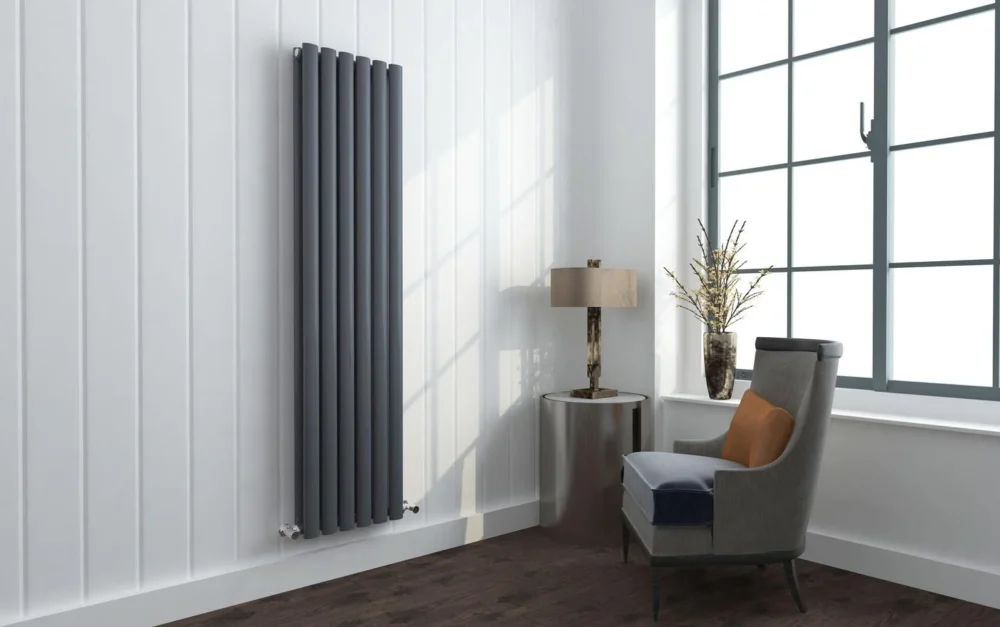 Albany Anthracite Oval Panel Radiator - 1800x360