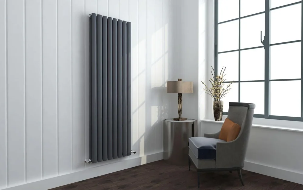 Albany Anthracite Oval Panel Radiator - 1800x480