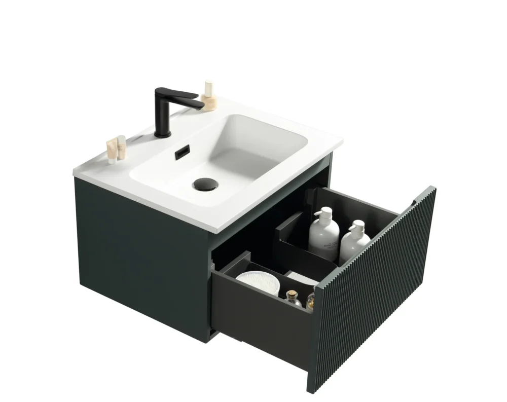 Flauto Midnight Shadow 600mm Wall Hung Vanity & Matte Basin - Image 3